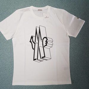 Moncler Men Logo Print White T-Shirt